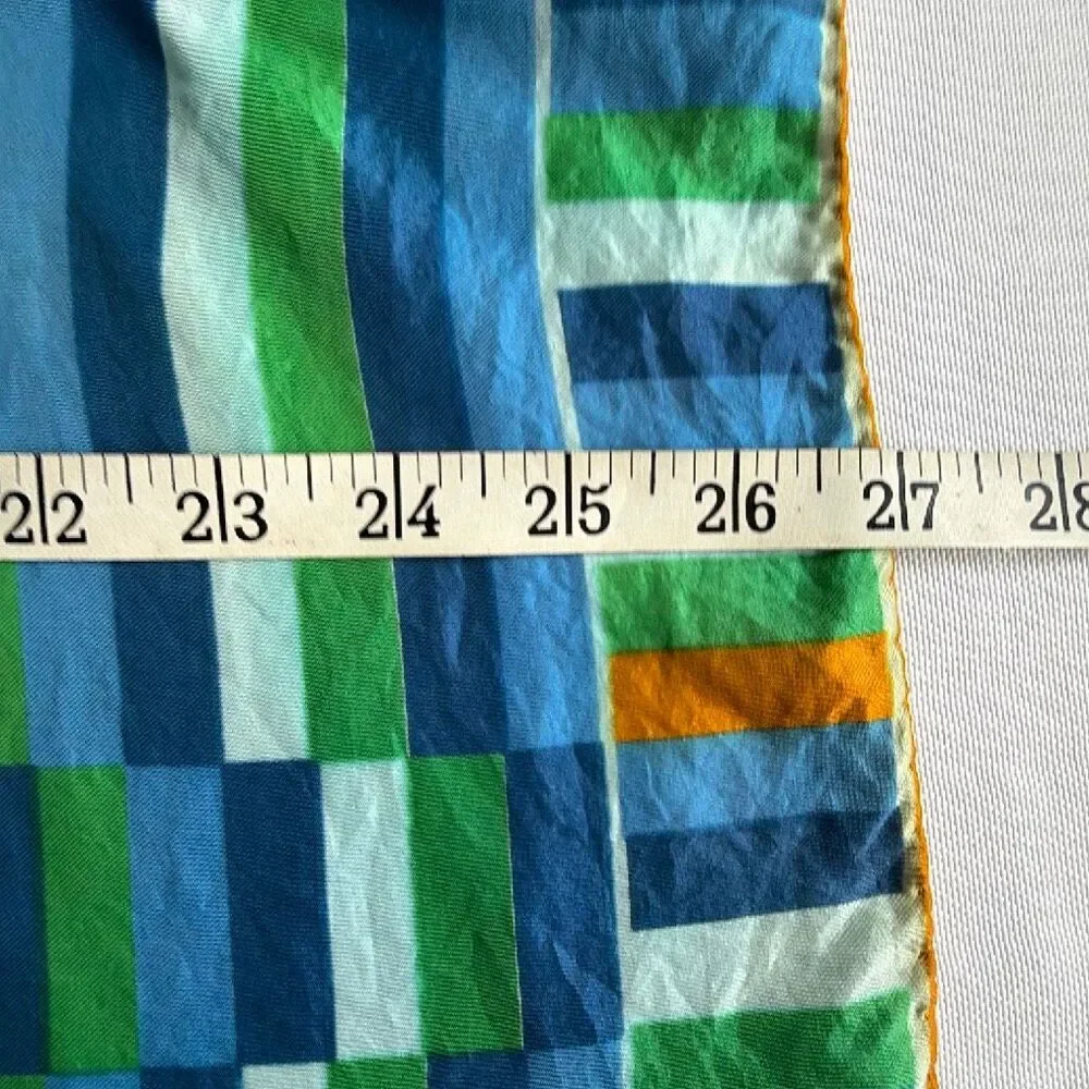 Vera Neumann Silk Scarf Blue Orange Geometric Design